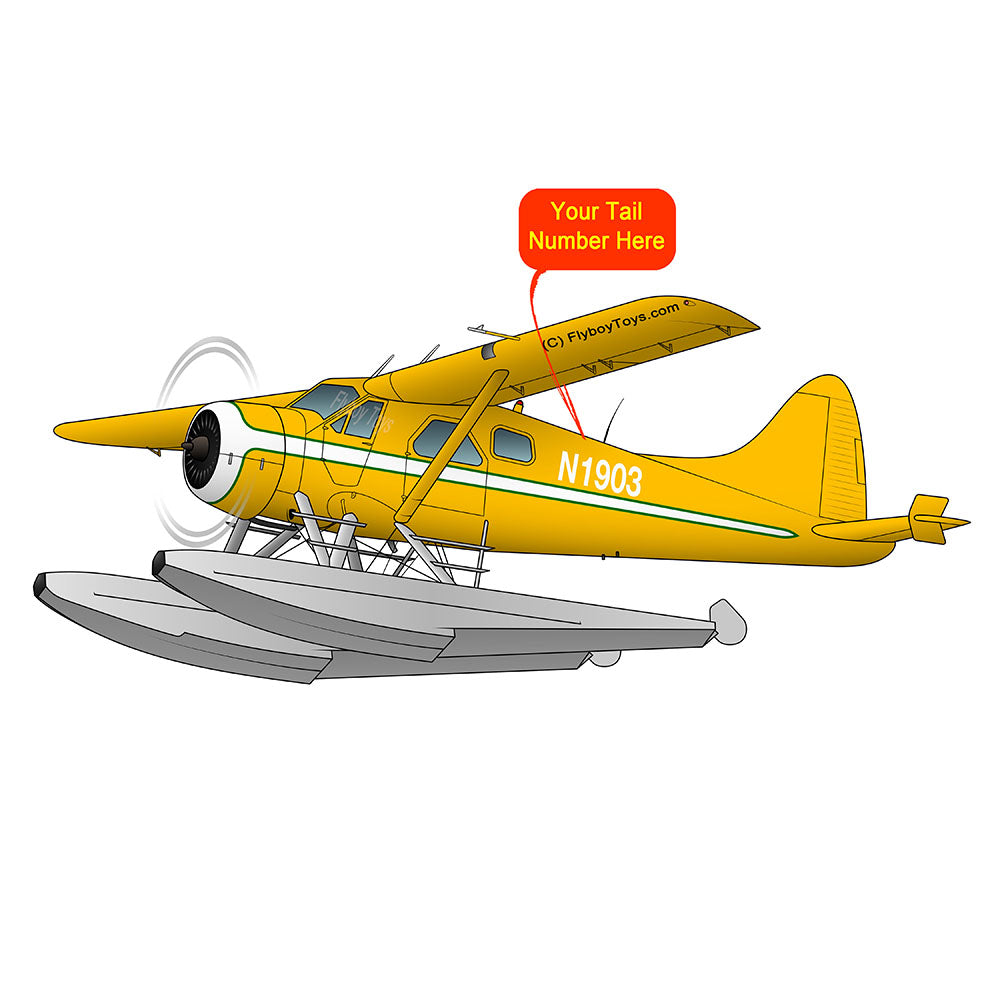 Flyboy Toys Airplane Design (Green/Yellow) - AIR458DHC2FL-GY1
