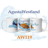 AgustaWestland AW119 Airplane White Mug (Cloudscape Edition) - Personalized