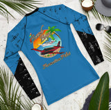 Custom Blue Print Beech Theme Women's Rash Guard - Add you N#
