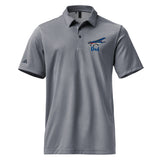 Custom Dad Adidas Space-Dyed Polo in collegiate navy with personalized aviation graphic, kodak 100