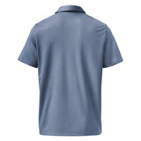 Custom Dad Adidas Space-Dyed Polo in royal with personalized aviation graphic, kodak 100, left