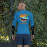 Custom Blue Print Beech Theme Men's Rash Guard - Add you N#
