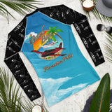 Custom Blue Print Beech Theme Women's Rash Guard - Add you N#
