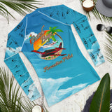 Custom Blue Print Beech Theme Women's Rash Guard - Add you N#
