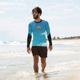 Custom Blue Print Beech Theme Men's Rash Guard - Add you N#