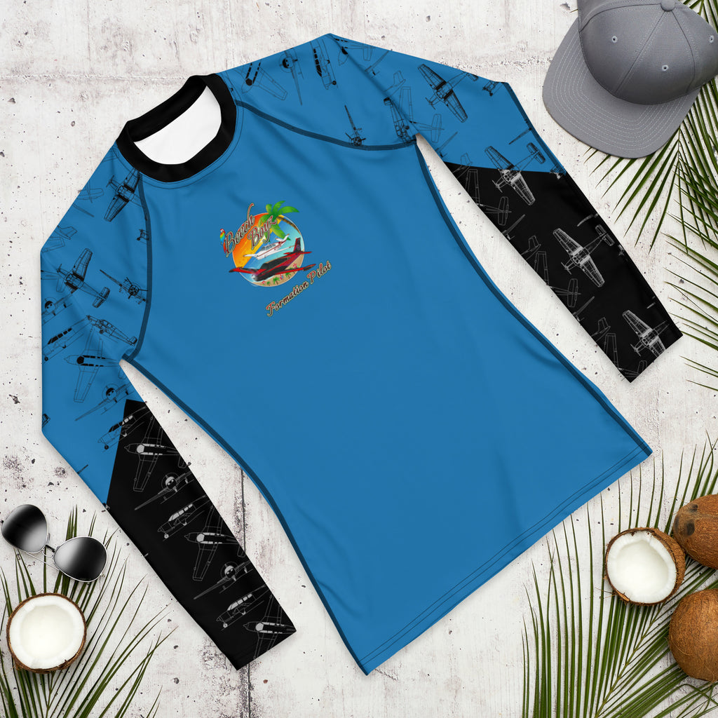 Custom Blue Print Beech Theme Men's Rash Guard - Add you N#