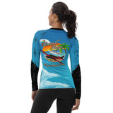 Custom Blue Print Beech Theme Women's Rash Guard - Add you N#