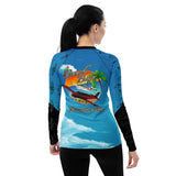 Custom Blue Print Beech Theme Women's Rash Guard - Add you N#