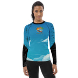 Custom Blue Print Beech Theme Women's Rash Guard - Add you N#
