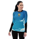 Custom Blue Print Beech Theme Women's Rash Guard - Add you N#