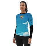 Custom Blue Print Beech Theme Women's Rash Guard - Add you N#