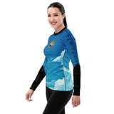 Custom Blue Print Beech Theme Women's Rash Guard - Add you N#