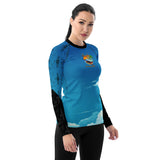 Custom Blue Print Beech Theme Women's Rash Guard - Add you N#