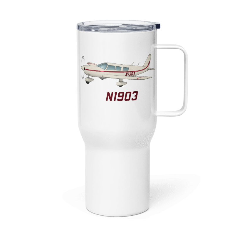 Airplane Travel Mug w/ Handle (AIRG9G385260-CM1) - Add Your N#