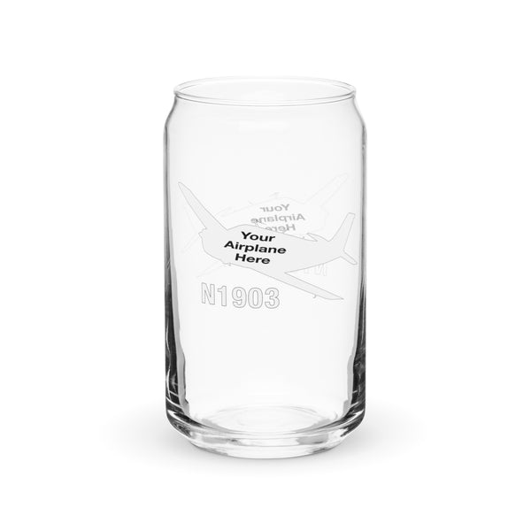 16 oz Can Shaped Glass Cups with Lid and Straw- Per Case (Custom Etching)