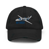 Airplane Embroidered Distressed Cap AIR35JJ39K1K9FEII-SB1_EMB- Personalized w/ Your N#