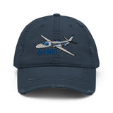 Airplane Embroidered Distressed Cap AIR35JJ39K1K9FEII-SB1_EMB- Personalized w/ Your N#