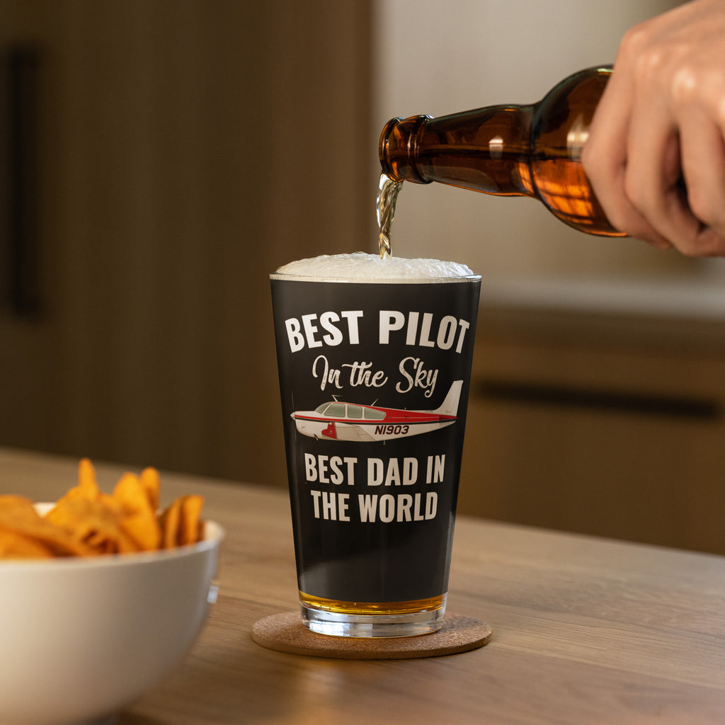 Best Dad In The World Custom Airplane Pint Glass