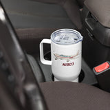 Airplane Travel Mug w/ Handle (AIRG9G385260-CM1) - Add Your N#