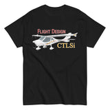 Flyboy Toys Flight Design CTLSi custom airplane T-shirt in black, front view