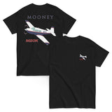 Flyboy Toys Mooney M20K airplane T-shirt in black with personalized N-number, front and back print