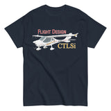 Flyboy Toys Flight Design CTLSi custom airplane T-shirt in navy, front view