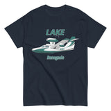 Flyboy Toys Lake LA-250 Renegade custom airplane T-shirt in navy, front view