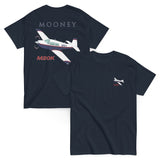 Flyboy Toys Mooney M20K airplane T-shirt in navy with personalized N-number, front and back print