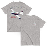 Flyboy Toys Mooney M20K airplane T-shirt in Grey with personalized N-number, front and back print