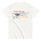 Flyboy Toys Flight Design CTLSi custom airplane T-shirt in white, front view