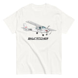 Flyboy Toys Skycatcher custom airplane T-shirt in white, front view