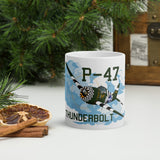 Republic P-47 Thunderbolt White Mug (Cloudscape Edition) - Personalized