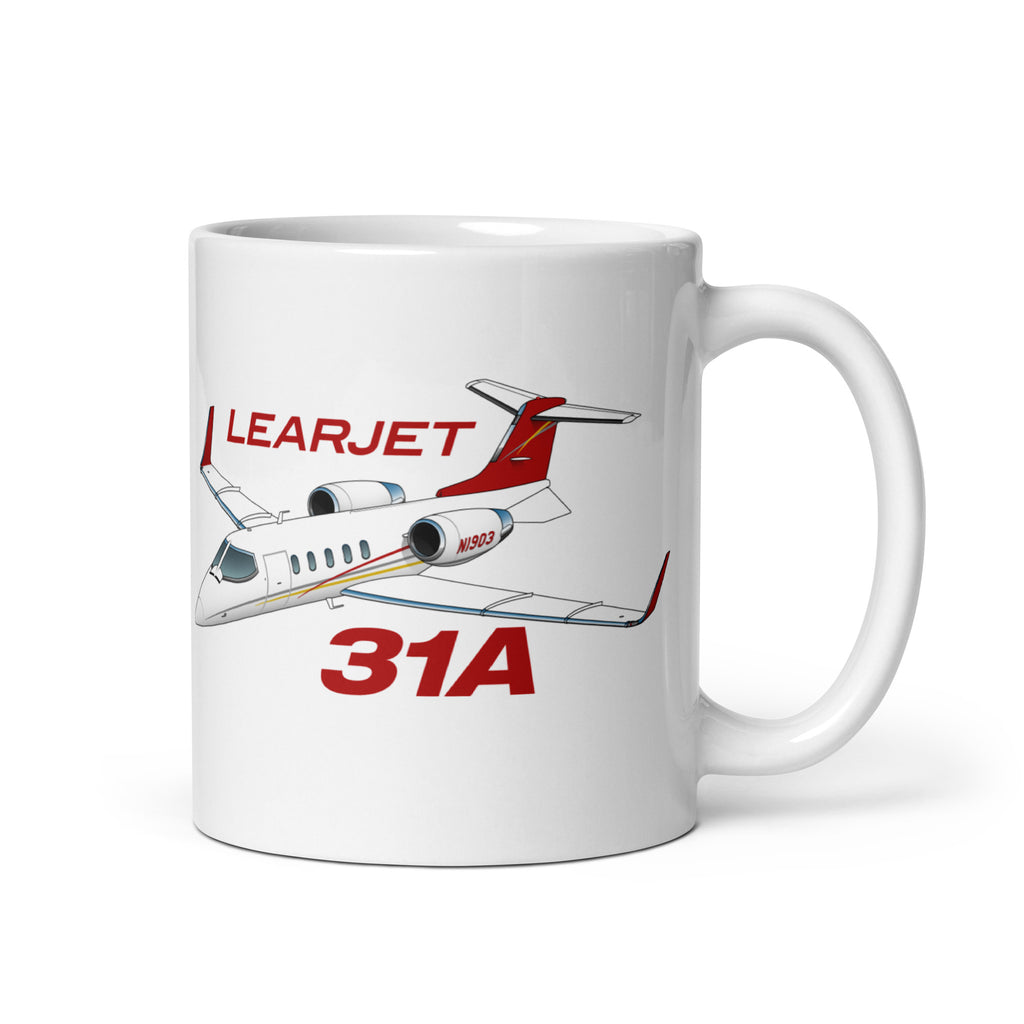 Flyboy Toys Learjet 31A Airplane Ceramic Mug - Personalized w/ N#