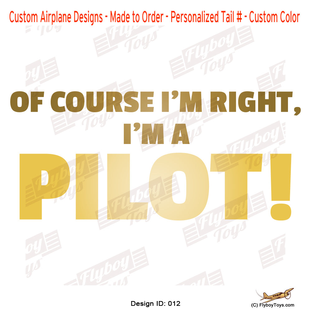 Of Course I'm Right Airplane Aviation Design