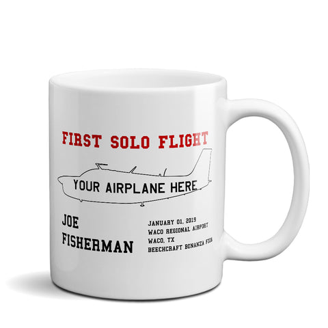 First Solo Flight Custom Mug Memorabilia - ADD YOUR AIRCRAFT