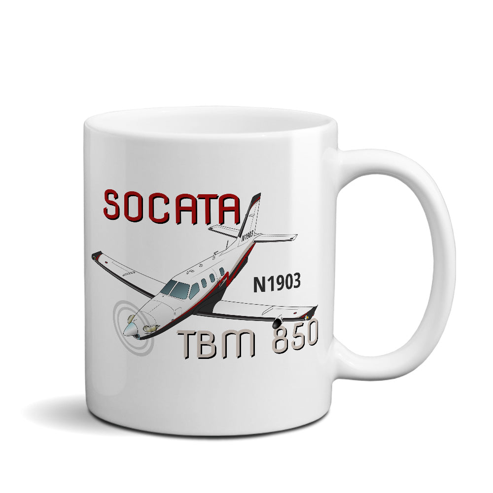Socata TBM 850 Airplane Ceramic Mug - Personalized w/ N#