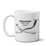 Pilatus PC-12 NG (Silver/Black) Airplane Ceramic Mug - Personalized w/ N#