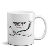 Pilatus PC-12 NG (Silver/Black) Airplane Ceramic Mug - Personalized w/ N#