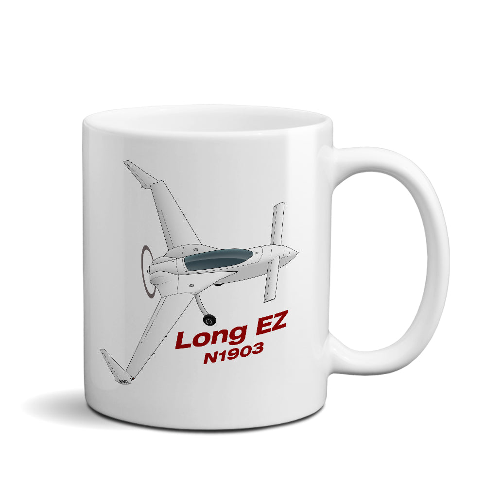 Rutan Model 61 Long EZ Airplane Ceramic Mug - Personalized w/ N#