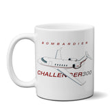 Bombardier Challenger 300 (Red/Silver) Airplane Ceramic Mug - Personalized w/ N#