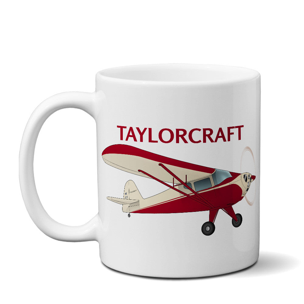 Taylorcraft F-21B (Cream/Red) Airplane Ceramic Mug - Personalized w/ N#