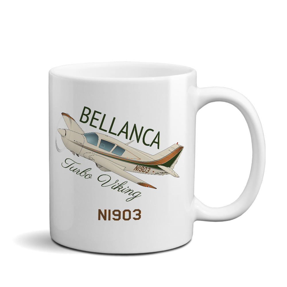 Bellanca Turbo Viking (Brown/Green) Airplane Ceramic Mug - Personalized w/ N#