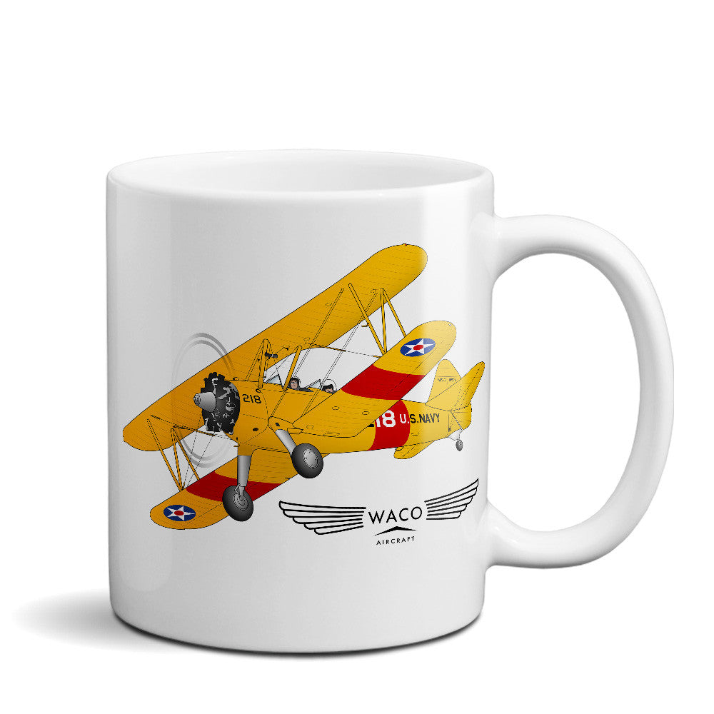 Waco Stearman Airplane Ceramic Mug - Personalized w/ N#
