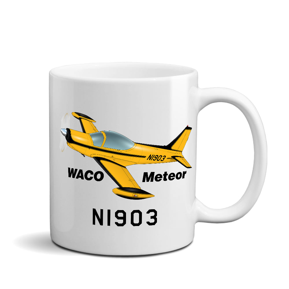 Waco Meteor SF 260 (Yellow/Black) Airplane Ceramic Mug - Personalized w/ N#