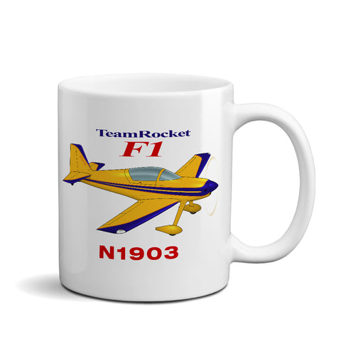 Team Rocket F1 (Yellow/Blue) Airplane Ceramic Mug - Personalized w/ N#