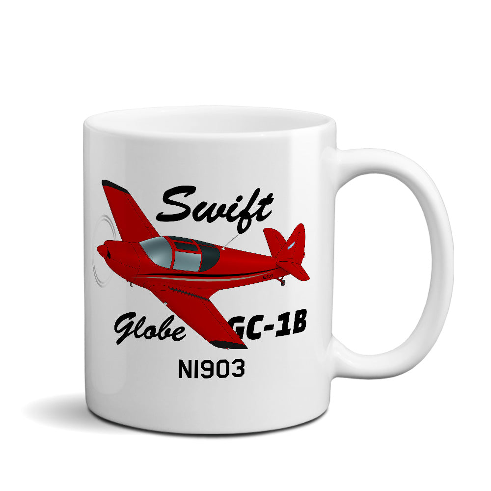 Globe / Temco Swift GC-1B Airplane Ceramic Mug - Personalized w/ N#