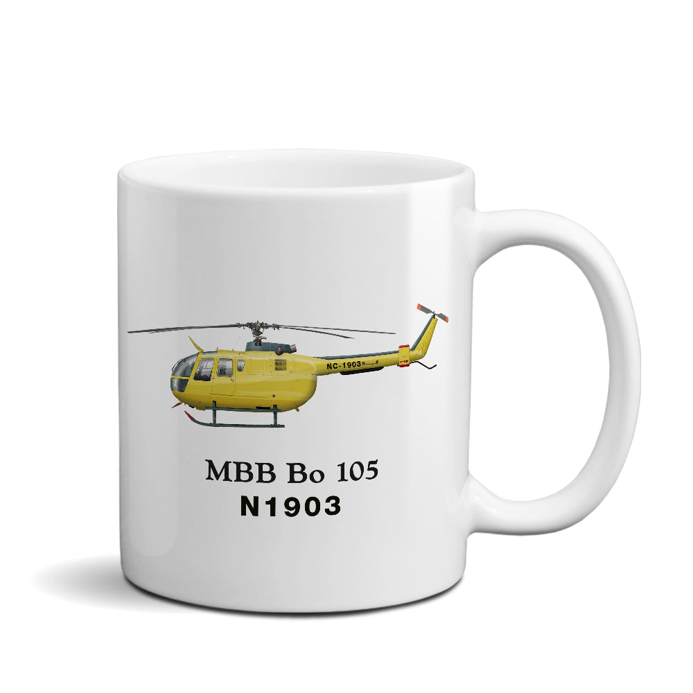 MBB BO 105 Helicopter Ceramic Mug - Personalized w/ N#