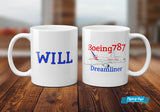 Boeing 787 Dreamliner Airplane Ceramic Mug - Personalized with N#