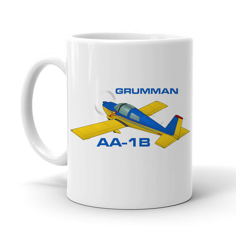 Grumman American AA-1B Trainer (Blue/Yellow) Airplane Ceramic Mug - Personalized with N#