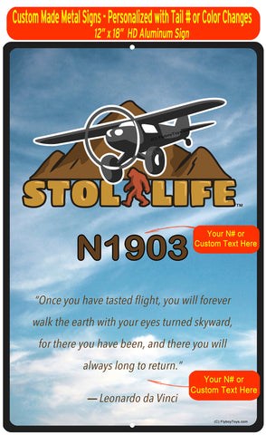 STOL LIfe Aviation 12" x 18" HD Metal Sign - Personalized w/ your N#
